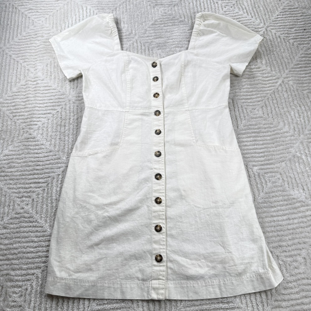 Madewell Dress Womens 12 Puff Sleeve Linen Mini Cottagecore Coquette Costal